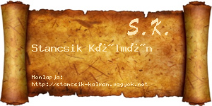 Stancsik Kálmán névjegykártya